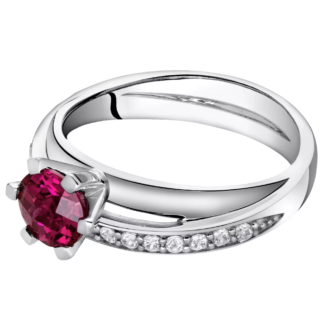 Ruby Sterling Silver Ring 1 Carat Size 7