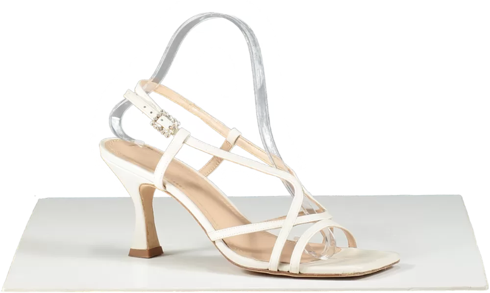 Russell & Bromley Off- White Prosecco Strappy Kitten Heel Sandal With Crystal Buckle UK 5 EU 38 👠