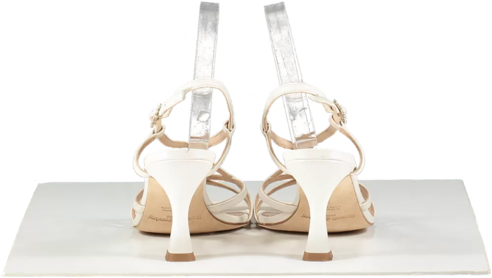 Russell & Bromley Off- White Prosecco Strappy Kitten Heel Sandal With Crystal Buckle UK 5 EU 38 👠