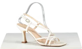 Russell & Bromley Off- White Prosecco Strappy Kitten Heel Sandal With Crystal Buckle UK 5 EU 38 👠