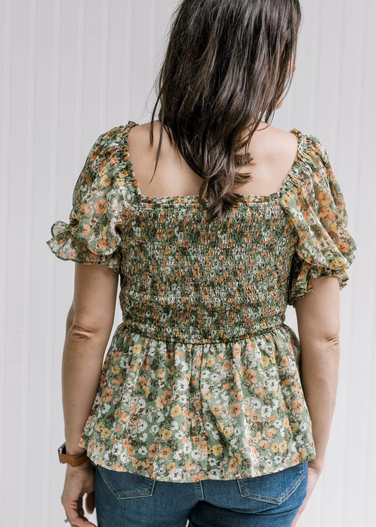 Sage Floral  Flirt Top