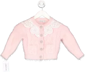 Self-Portrait Pink Lace Collar Embellished Button Cardigan 5 Years