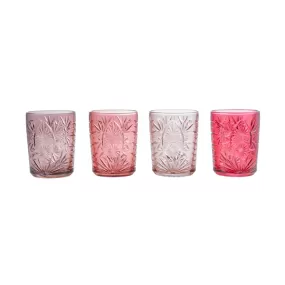 Set of 4 Glass Tumblers - Pink Tones