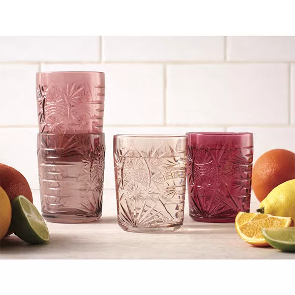 Set of 4 Glass Tumblers - Pink Tones