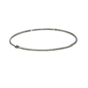 Single Row Pave Diamond Silver Bar Bracelet