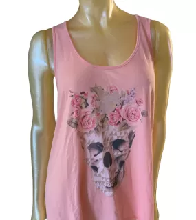 Skull and flowers sleeveless top