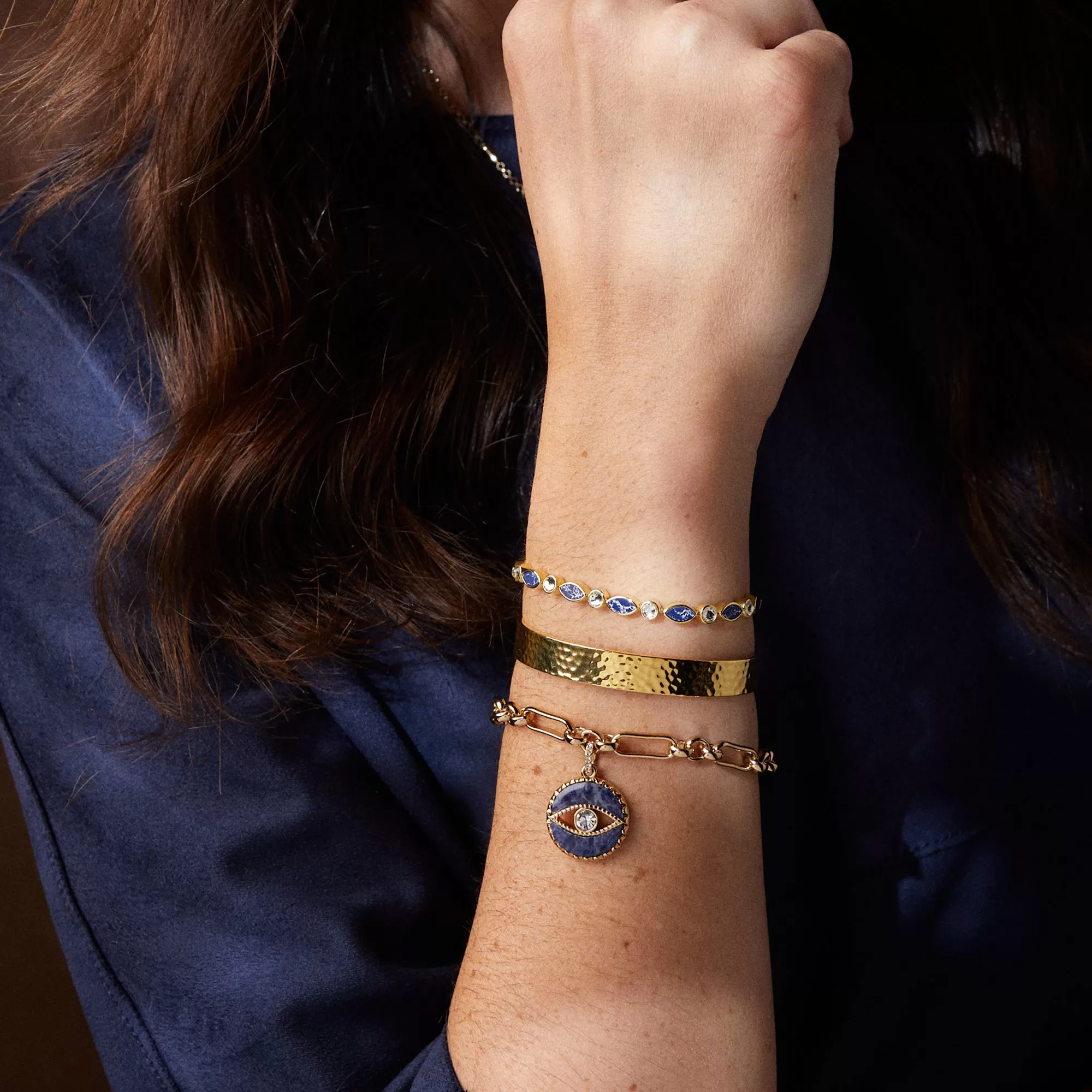 Sodalite Evil Eye Chain Bracelet