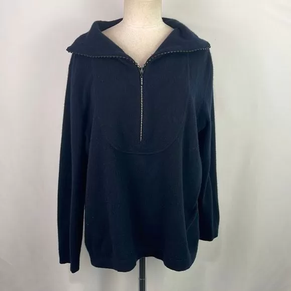 StJohnBlack Cashmere Crystal Zip Top