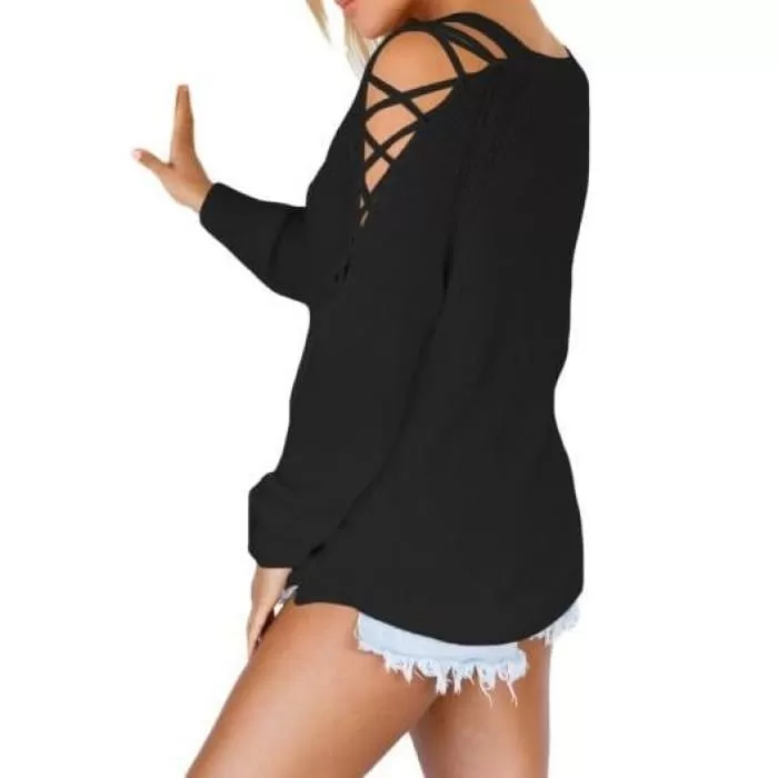 Sweater with Lace-Up Shoulders