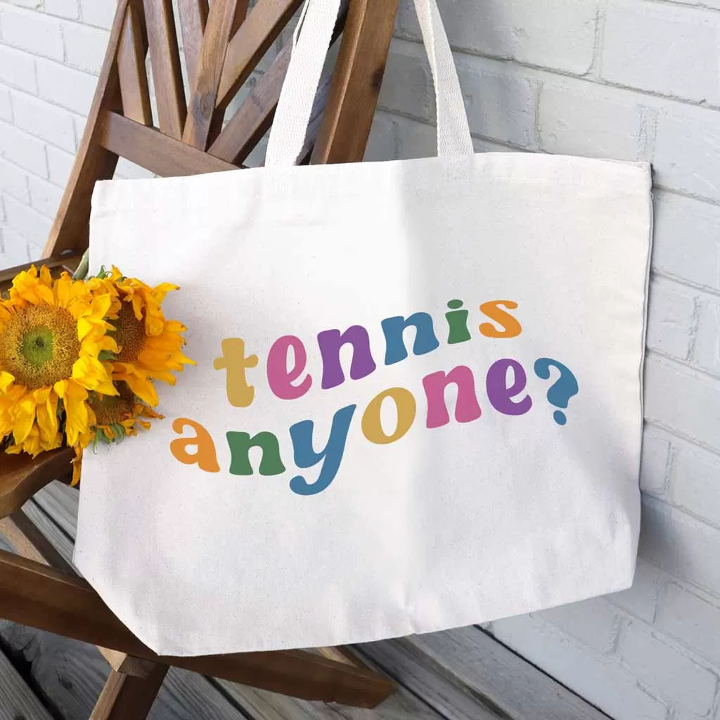 Tennis Anyone? Large Canvas Tote Bag