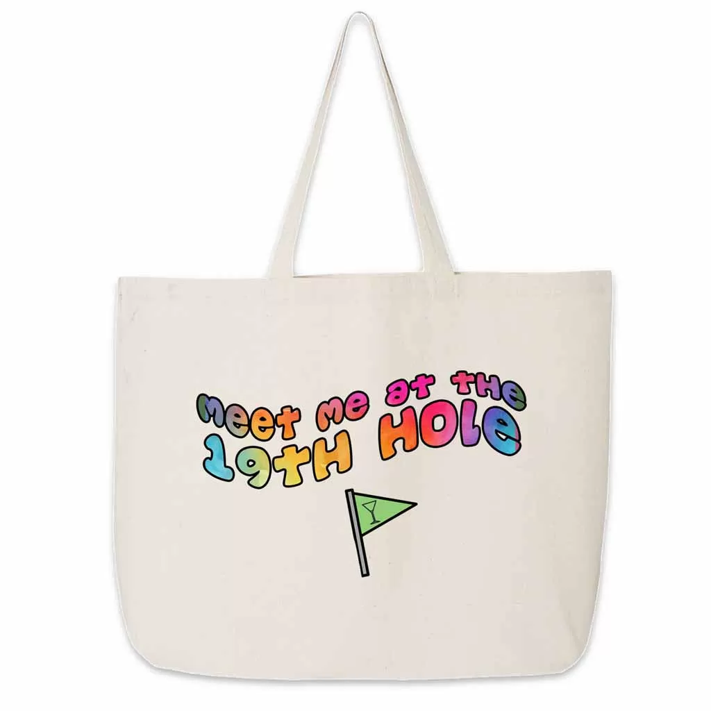 The 19th Hole Large Canvas Golf Tote Bag