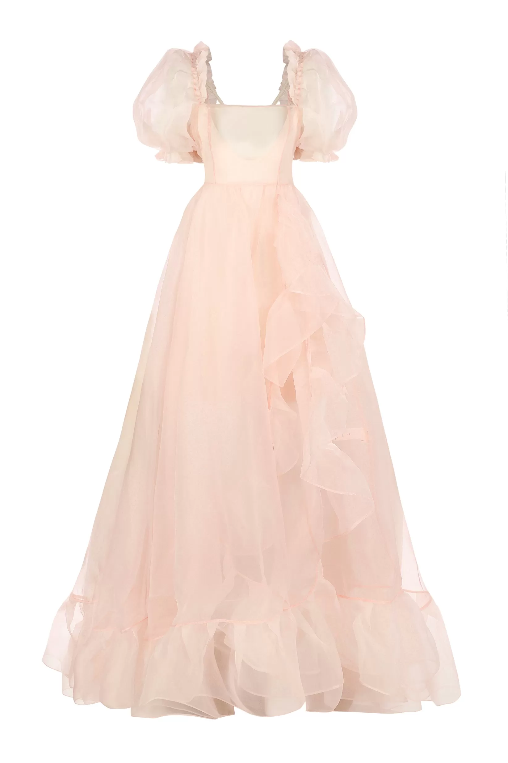 The Pumpkin Froth Sheer Delight Ruffle Gown