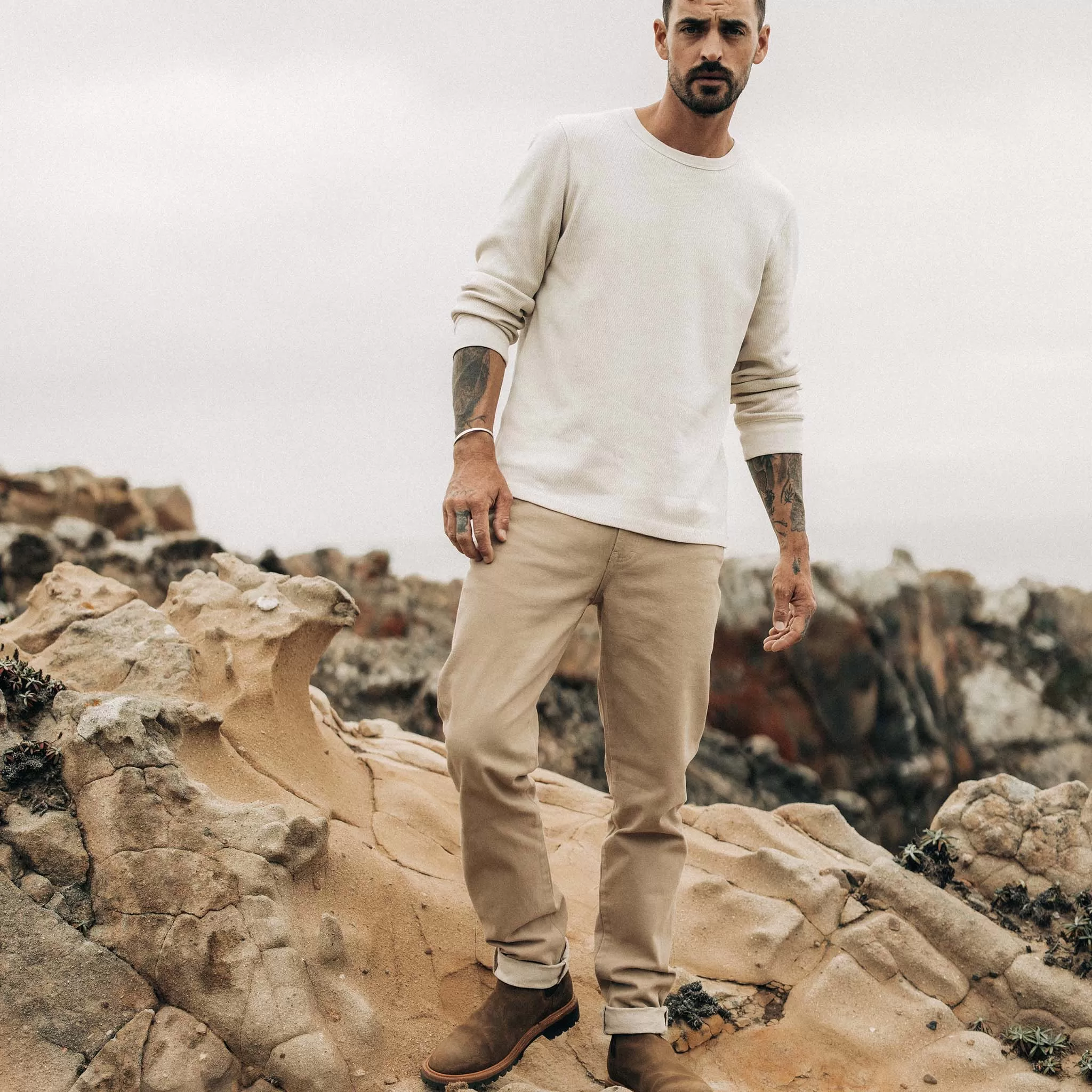 The Slim All Day Pant in Light Khaki Broken Twill