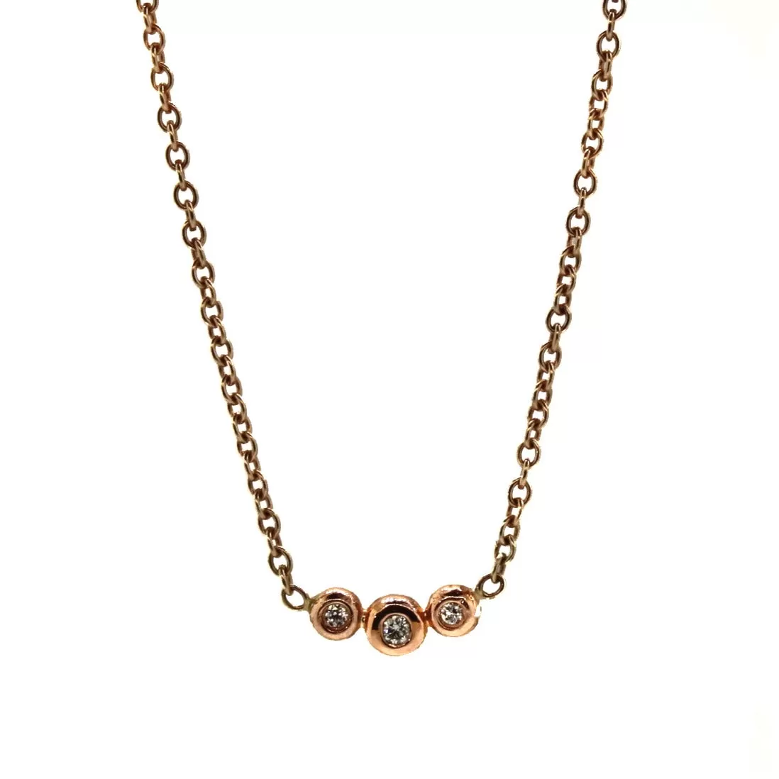 Three Diamond Rose Gold Necklace