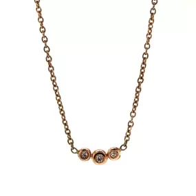 Three Diamond Rose Gold Necklace