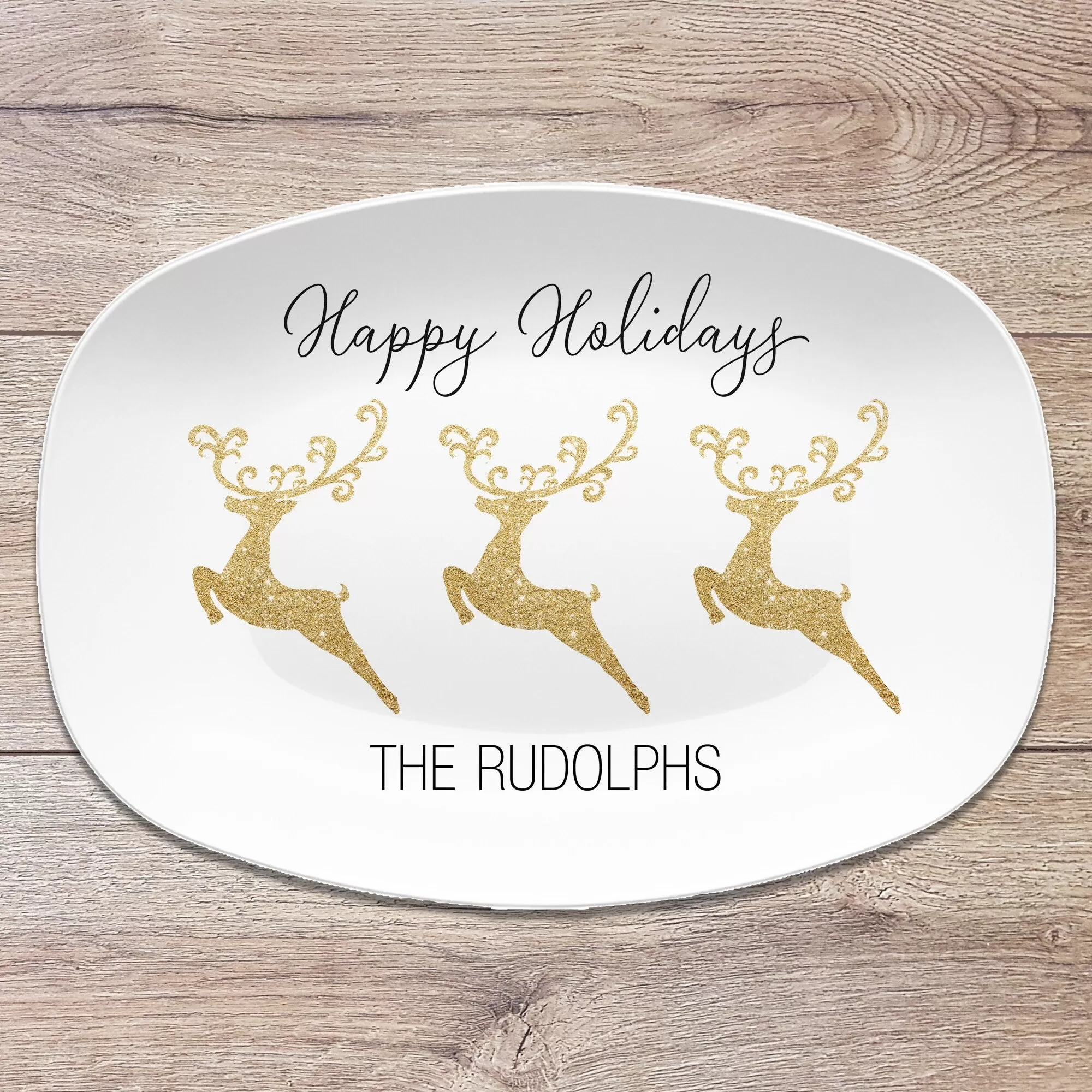 Three Reindeer Personalized Holiday Platter