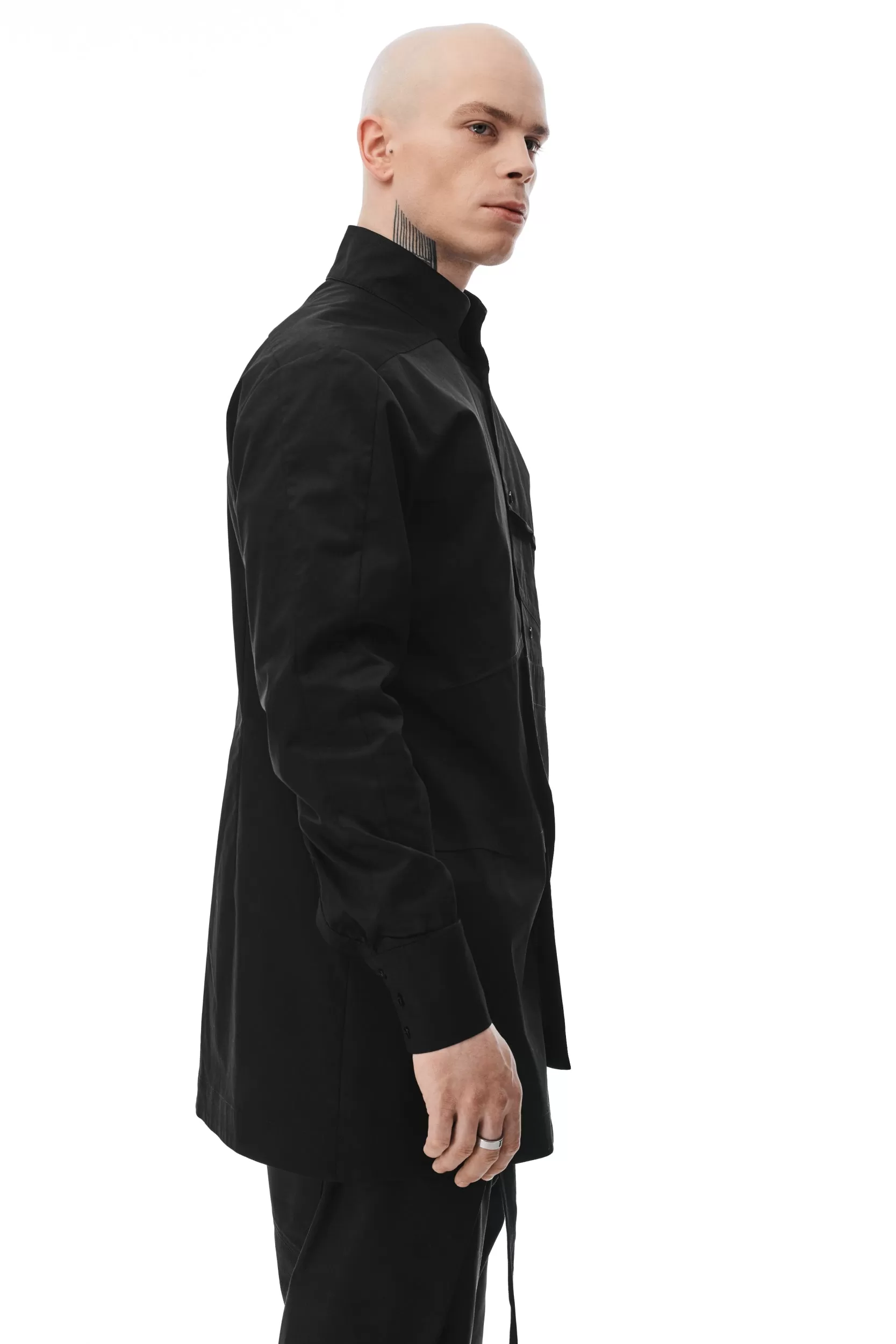 Tiered Elegance Black Shirt