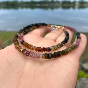 Tourmaline Necklace, Gold Filled  18inches, October Birthstone