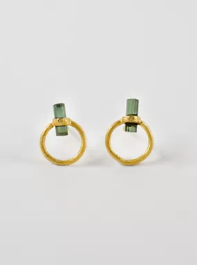 Tourmaline with Diamond Halo Earrings