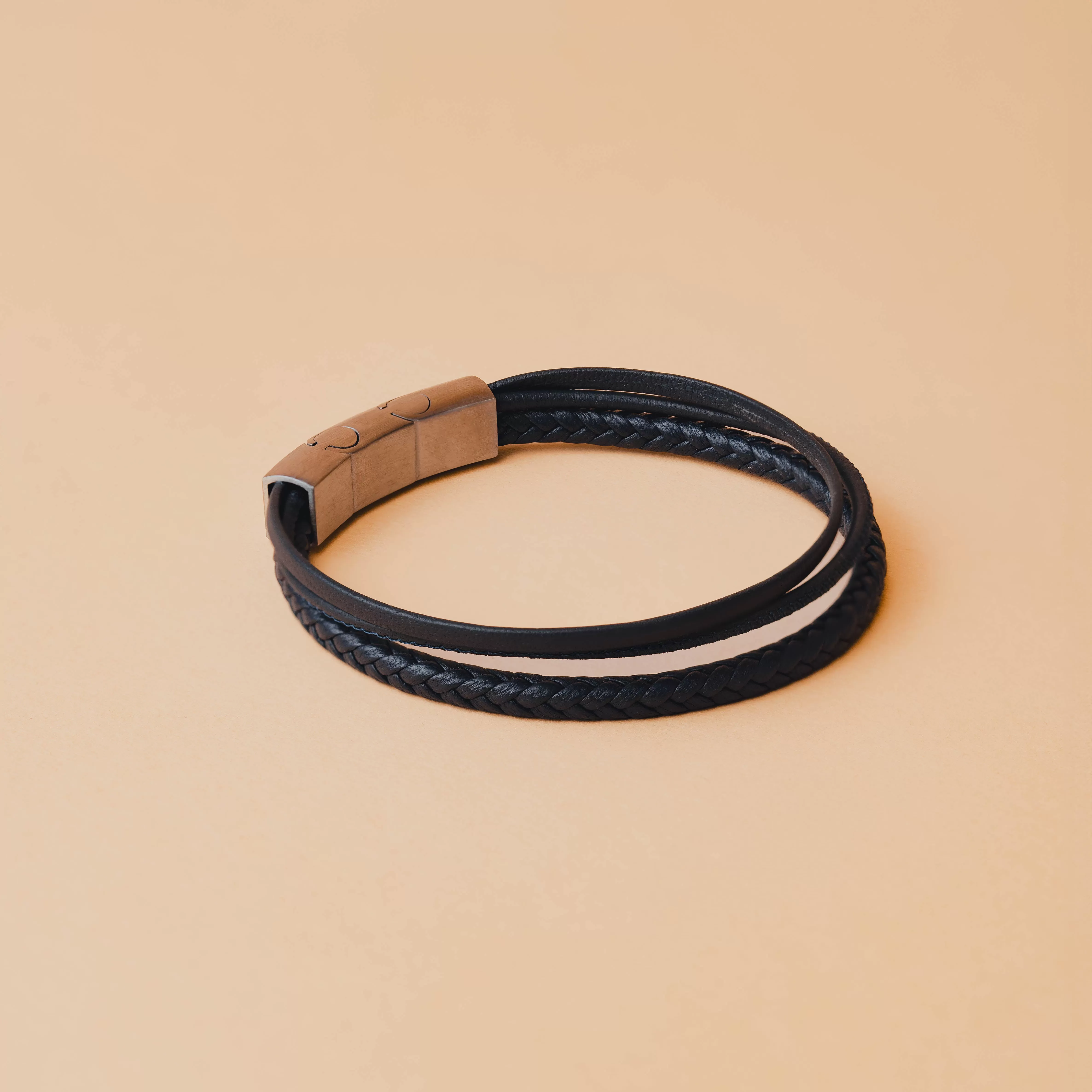 Triple bracelet with blue Italian nappa leather