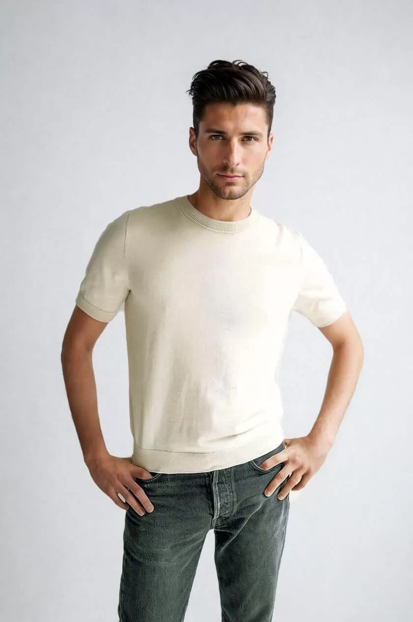 TULLY | Egyptian Cotton Short Sleeve Crewneck Sweater