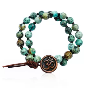 Unisex Turquoise Wrap Bracelet with Ohm to Promote Self-Realization