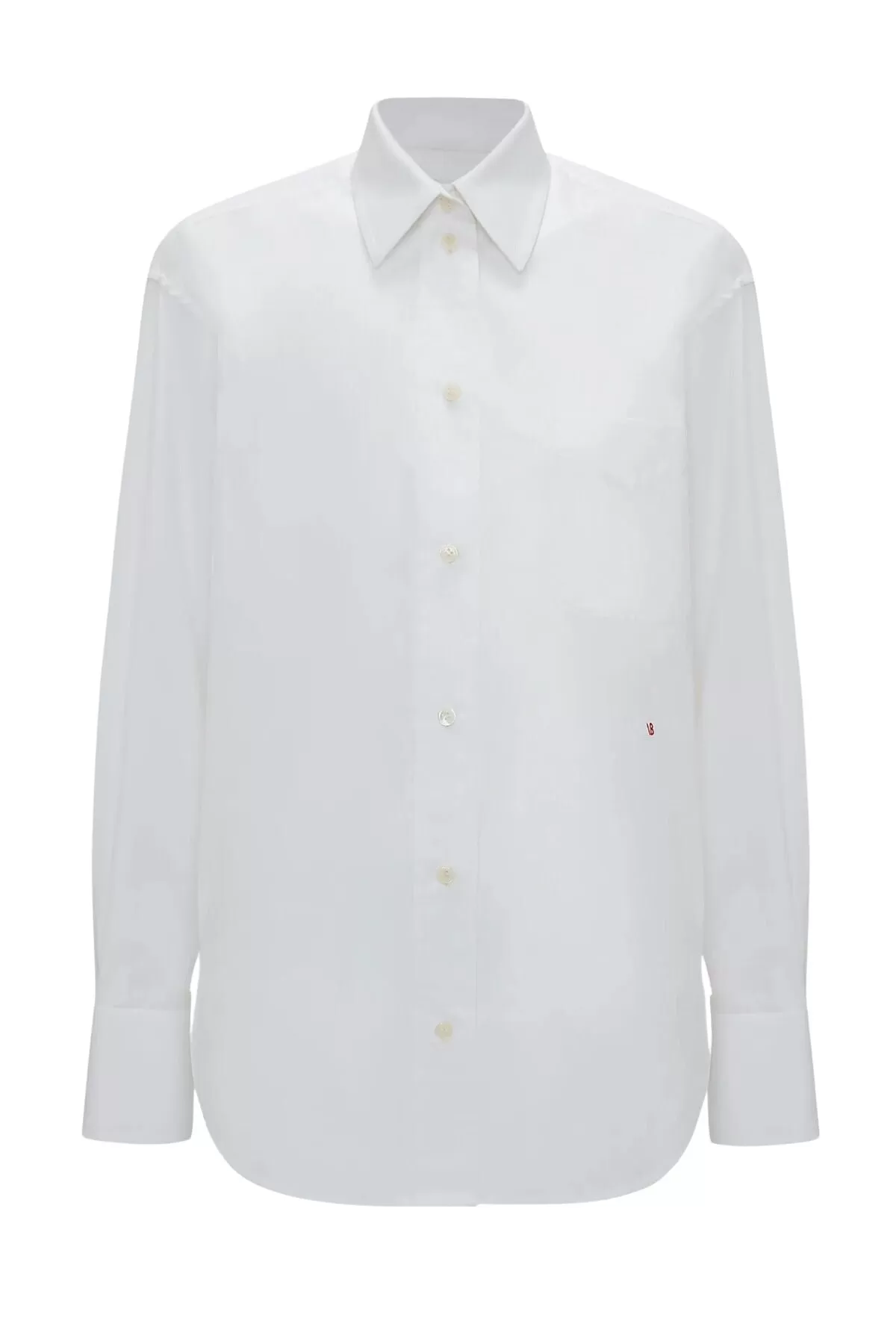 Victoria Beckham Cuff Detail Oversized Cotton Shirt - White