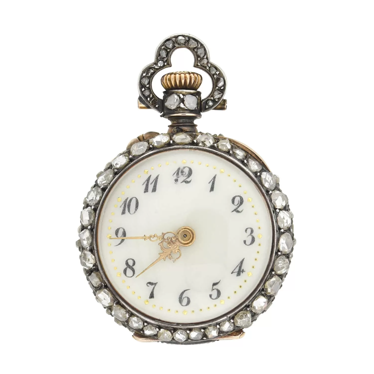 Victorian French 18kt/Sterling Diamond Star Pocket Watch 2ctw