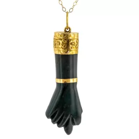 Vintage Bloodstone Figa Hand Charm Pendant