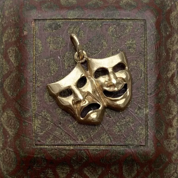 Vintage Comedy & Tragedy Mask Charm Pendant