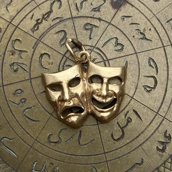 Vintage Comedy & Tragedy Mask Charm Pendant