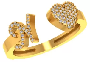 VS Diamonds & 10K Gold Initial N Heart Ring