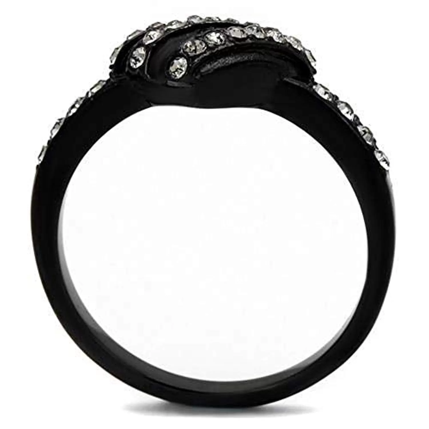 WildKlass Stainless Steel Ring IP Black Women Top Grade Crystal Black Diamond