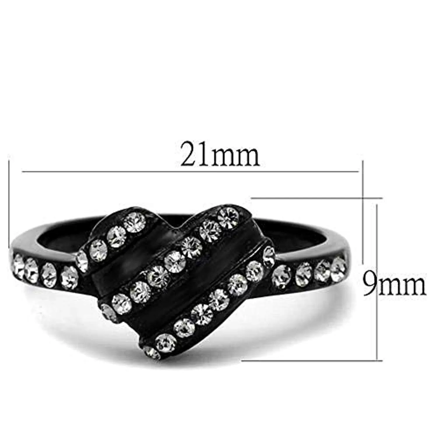 WildKlass Stainless Steel Ring IP Black Women Top Grade Crystal Black Diamond