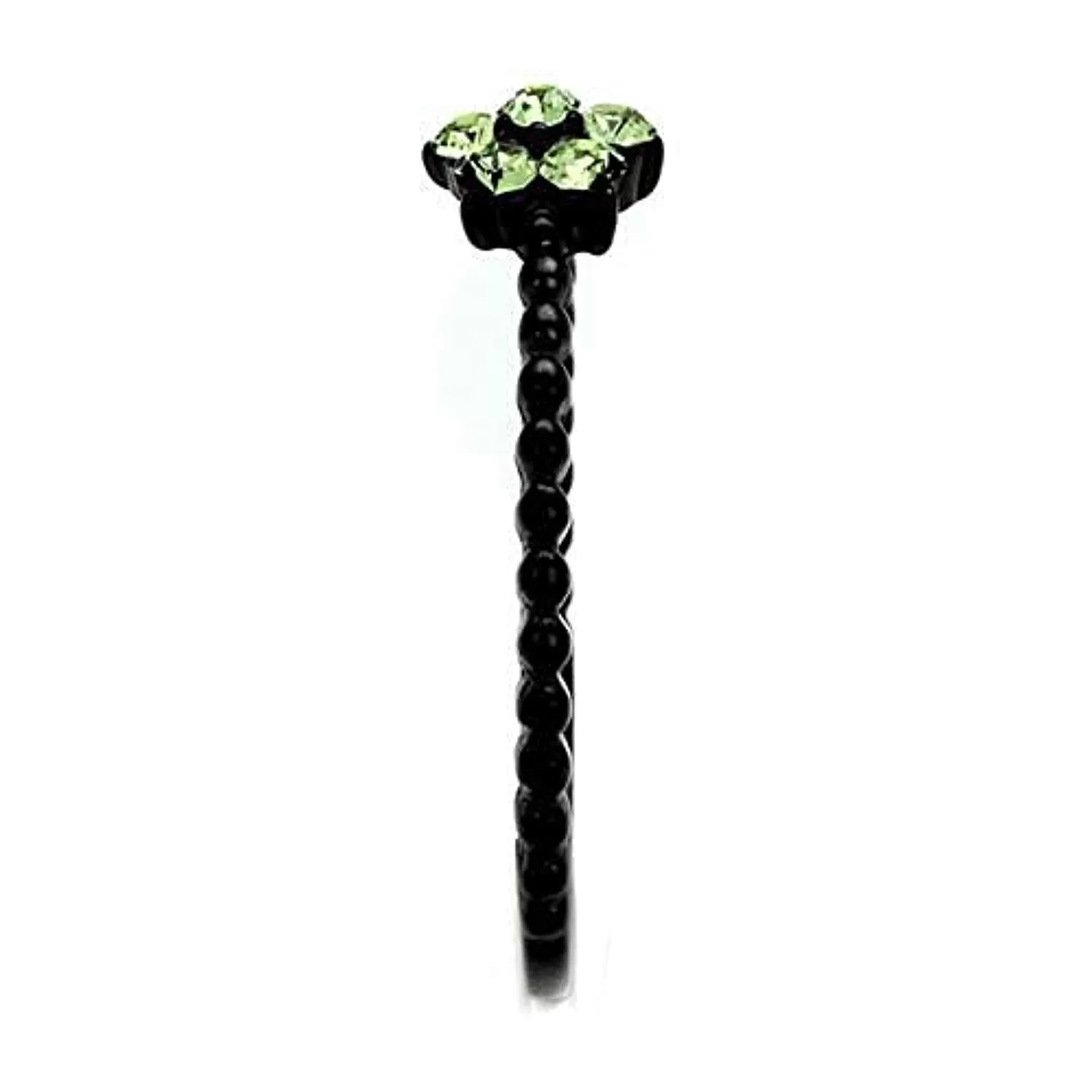 WildKlass Stainless Steel Ring IP Black Women Top Grade Crystal Peridot