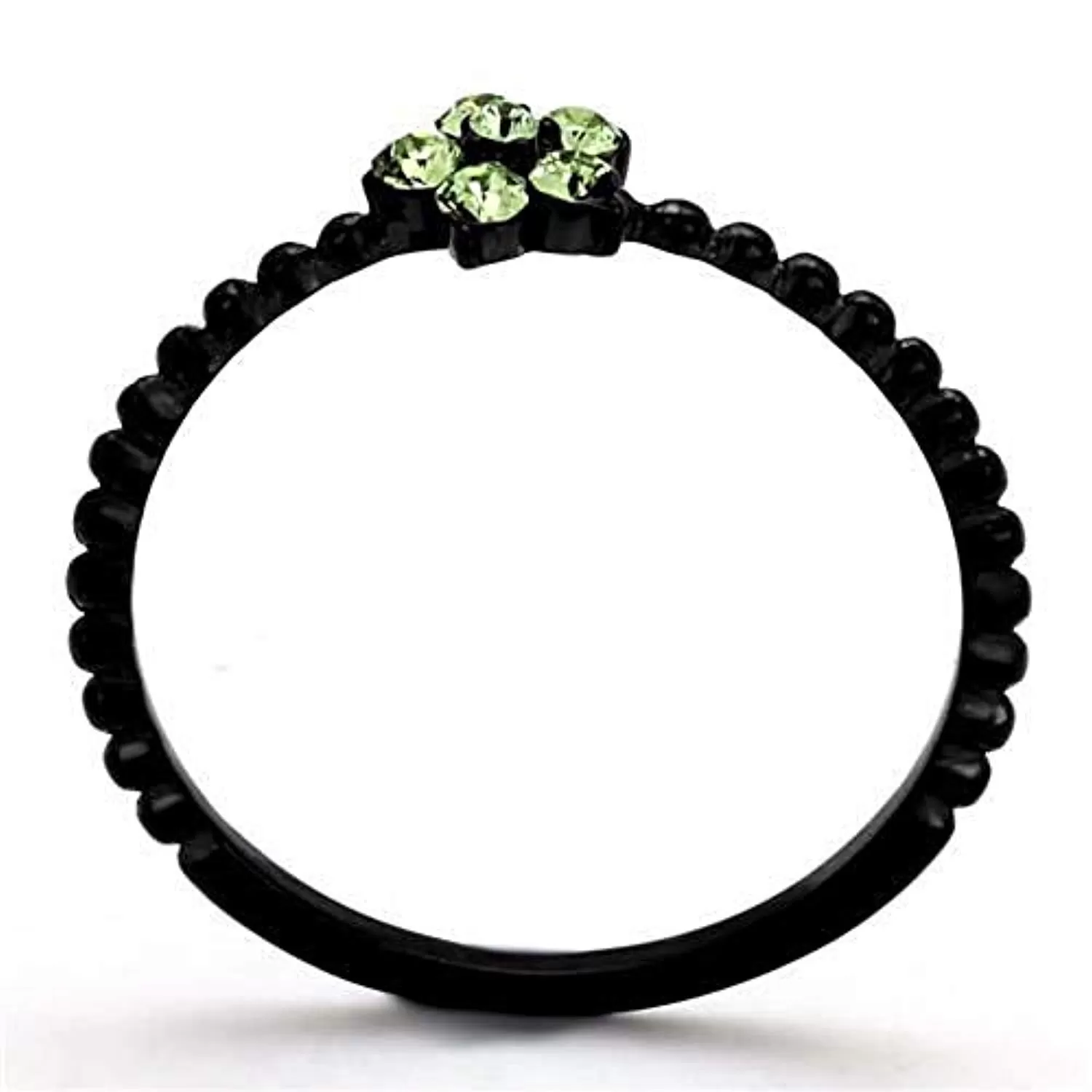 WildKlass Stainless Steel Ring IP Black Women Top Grade Crystal Peridot