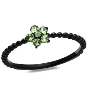 WildKlass Stainless Steel Ring IP Black Women Top Grade Crystal Peridot