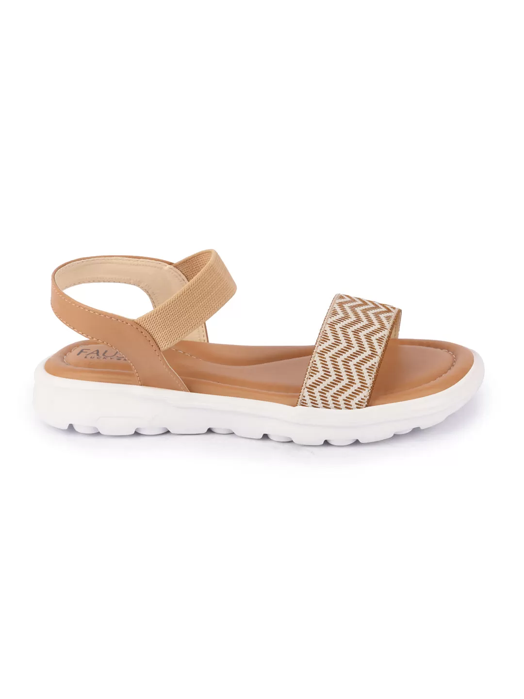 Women Beige Open Toe Fashion Stylish Day Long Comfort Slip On Wedges Sandals