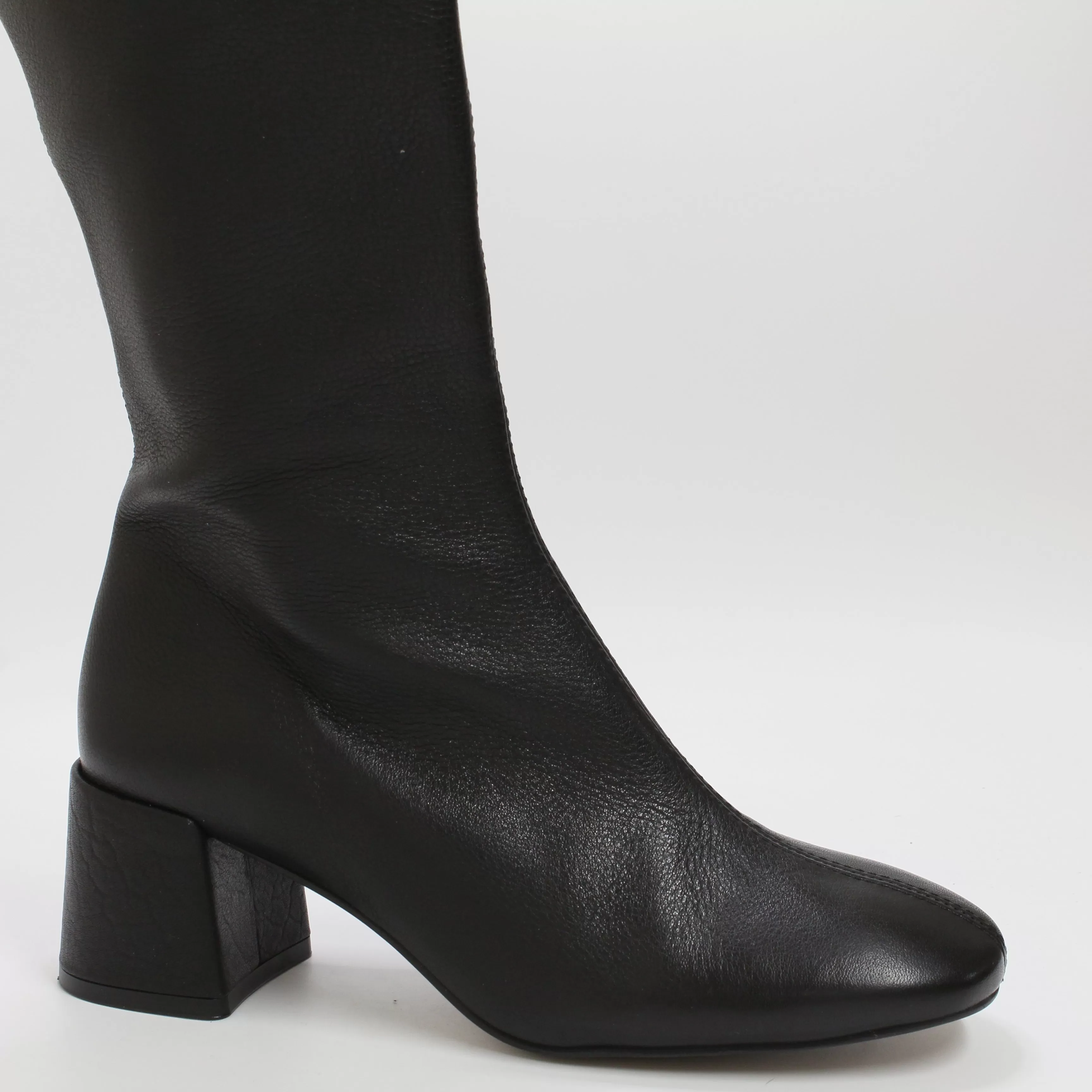 Womens Office Kaya Block Heel Knee Boots Black Leather