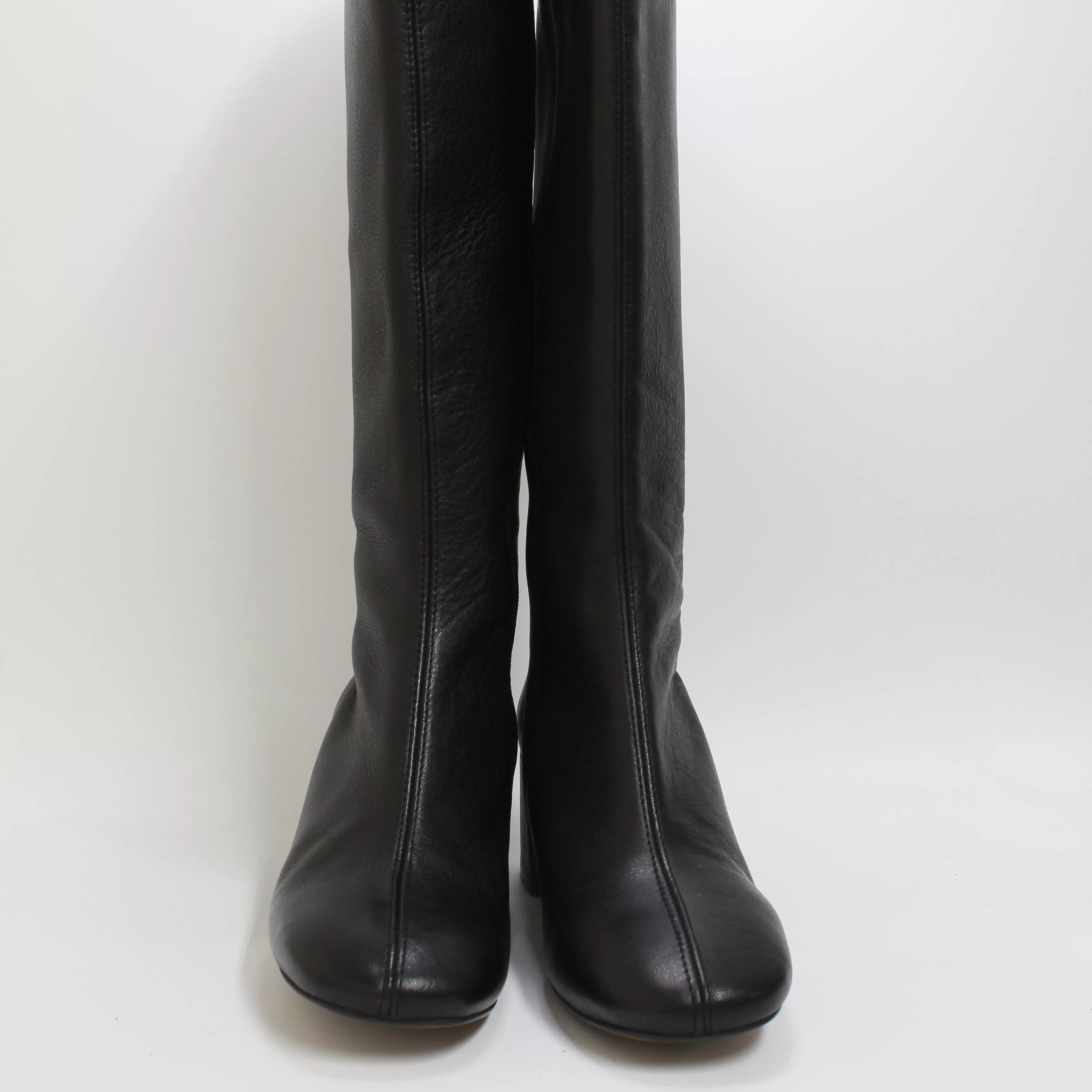 Womens Office Kaya Block Heel Knee Boots Black Leather