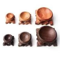 Wood Craft Stand Pedestal Base Foundation For Crystal Ball Sphere Globe Sphere Ball Egg Red