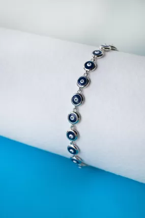 Wrap Around Handpainted Sterling Silver Evil Eye Bracelet