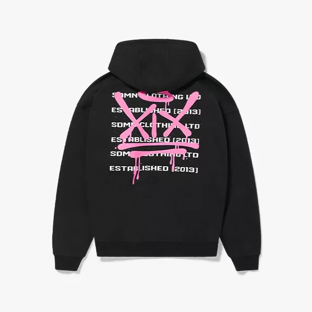 XIX Spray Hoodie [Black/Hot Pink]