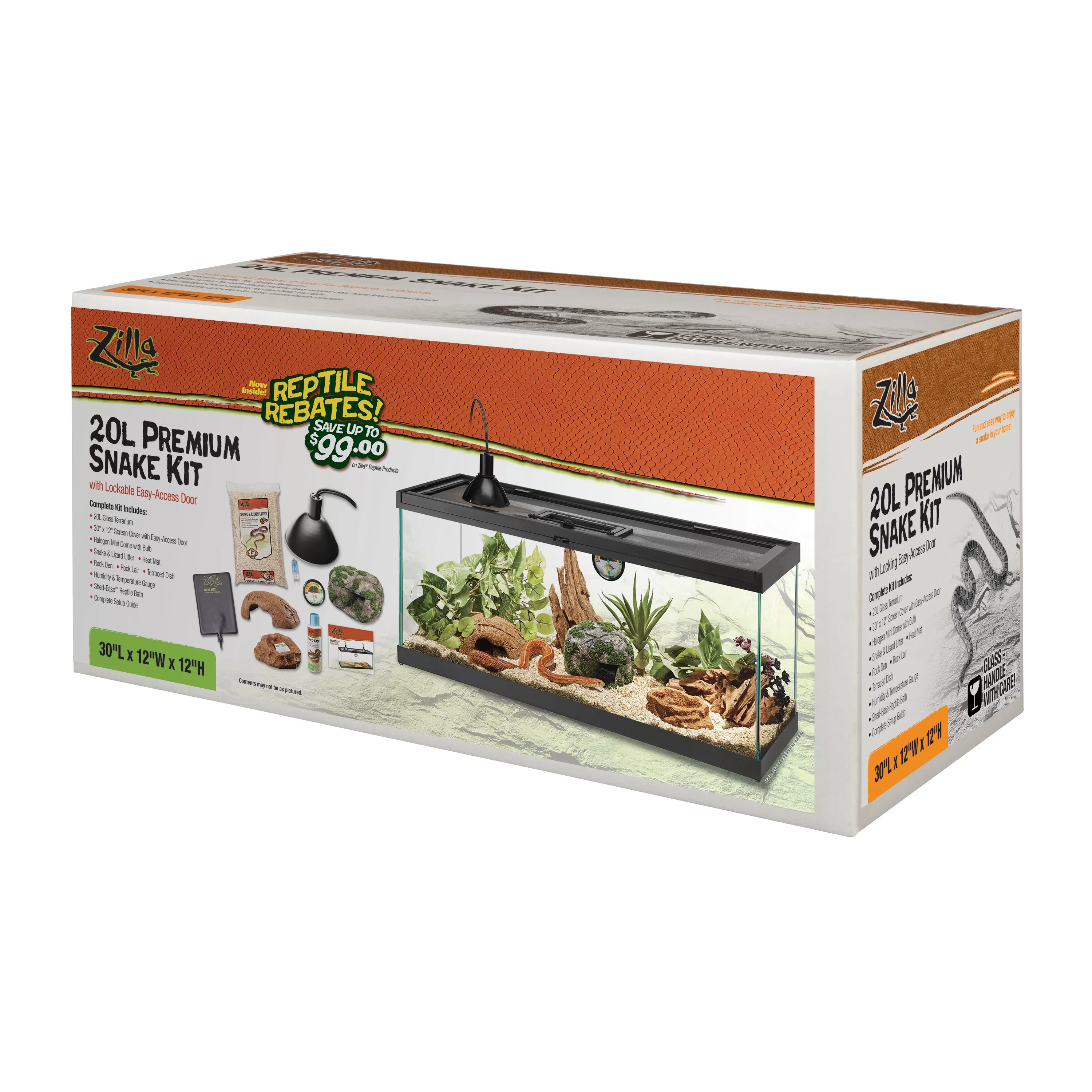 Zilla Snake Premium Terrarium Kit, Size 20 Long